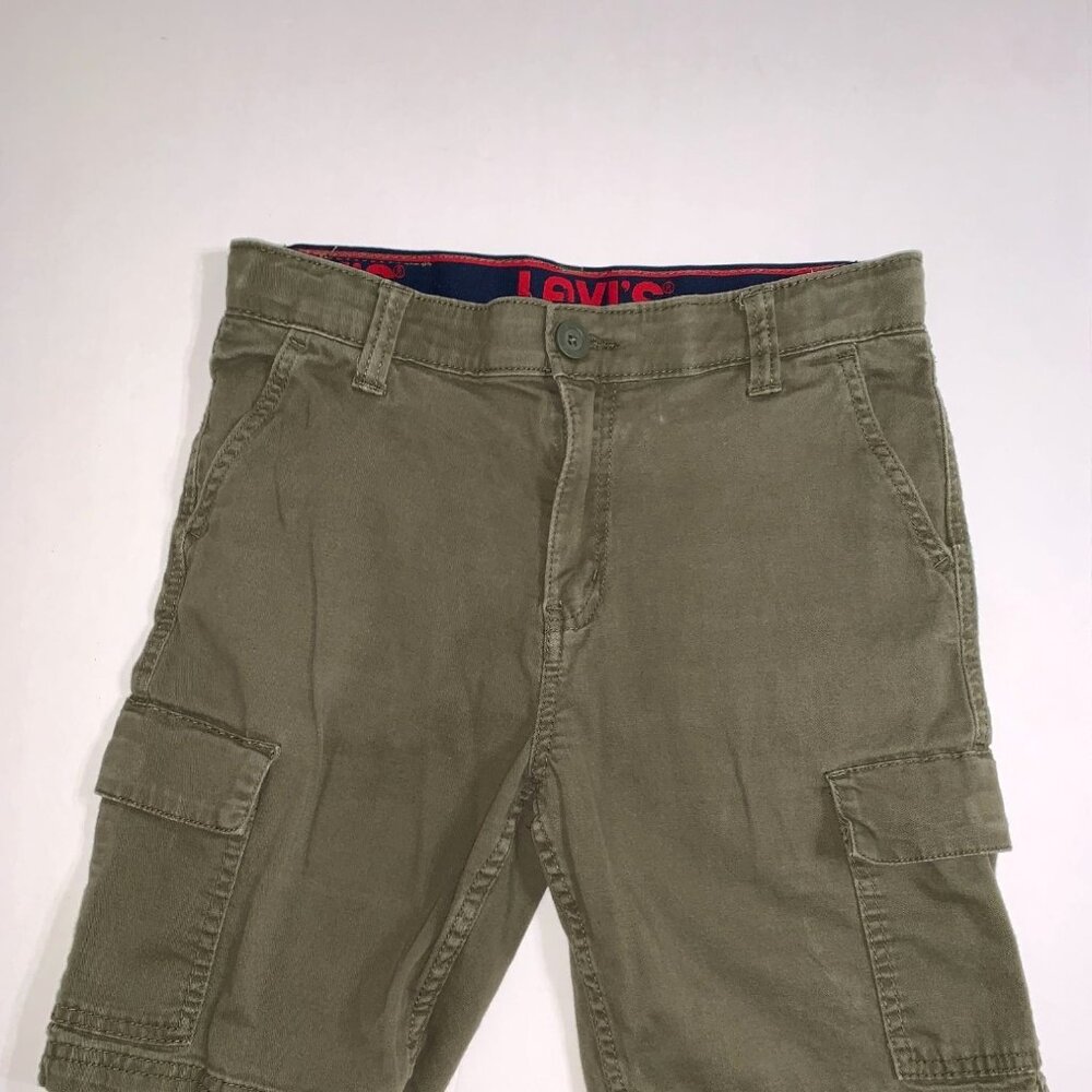 Levi's Boys Khaki Cargo Flat Front Shorts Olive‎ Green Size 14 W 27